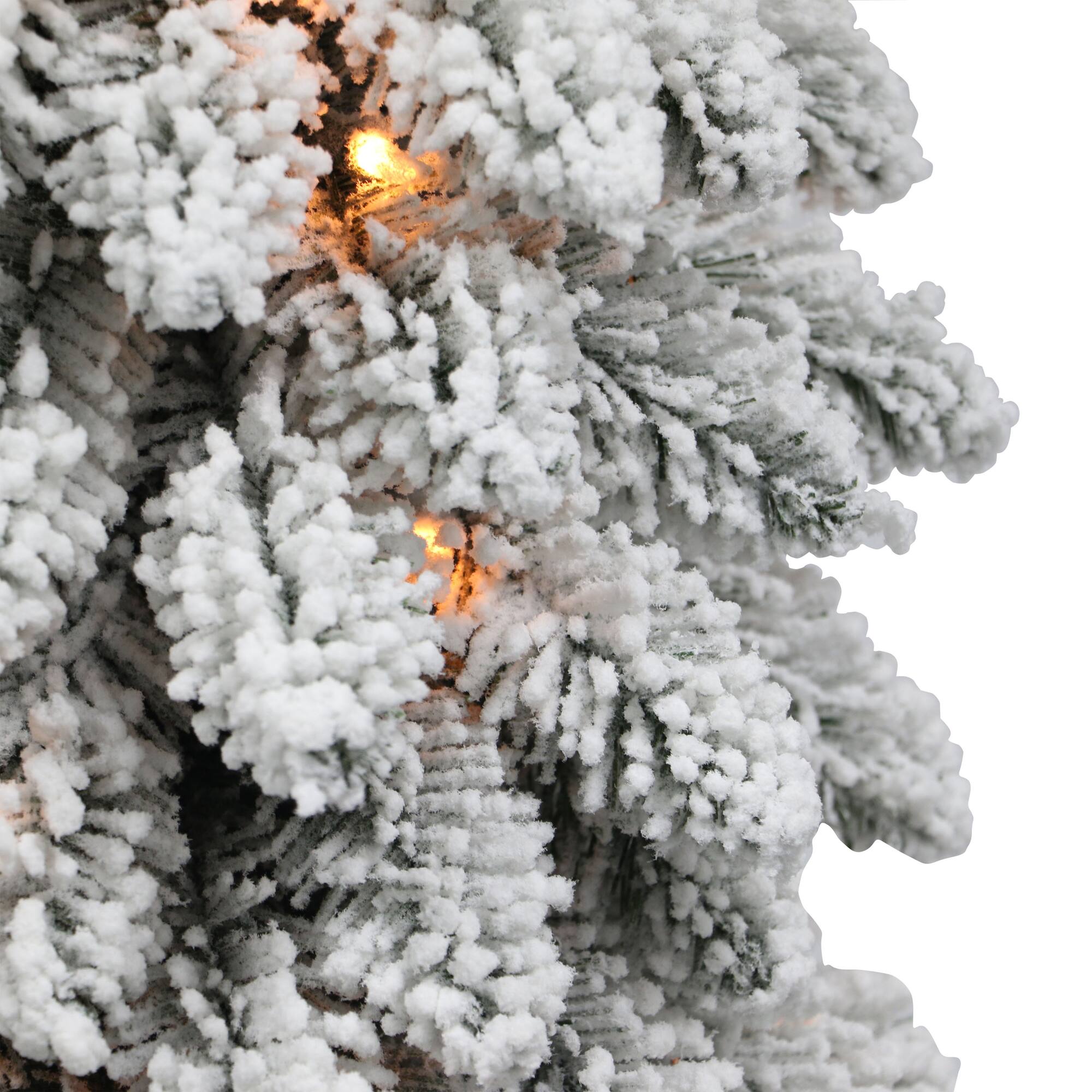 6 Pack: 5ft. Flocked Pencil Alpine Artificial Christmas Tree, Clear Lights
